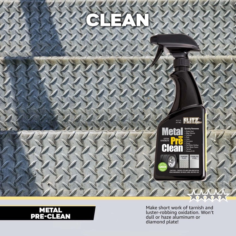 Flitz Metal Pre-Clean - 16oz of USA-Made Stainless Steel Cleaner Spray - Works on Aluminum, Brass, Copper, & More - Tarnish, Rust Remover for Metals - Non-Abrasive Aluminum Deoxidizer (1 Pack) - Image 4