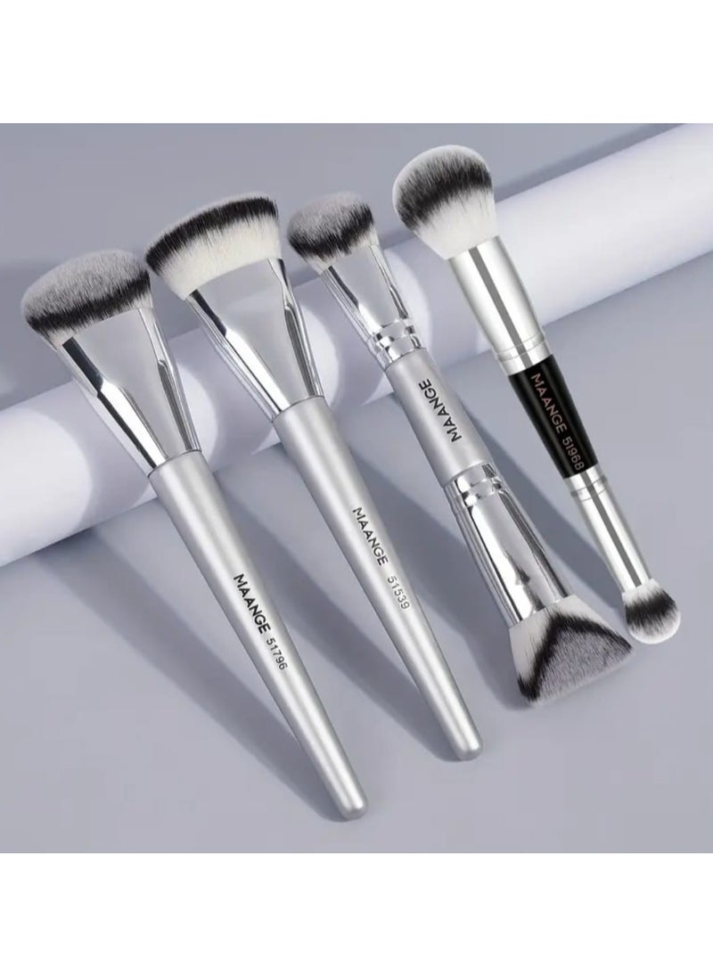 MAANGE - 4 Pcs Makeup Brush Set, Foundation, Blending, Nose and Eye Shadow Brushes, Soft Nylon Bristles, Dual-Ended Design, Portable Travel Makeup Brush Set - Image 1