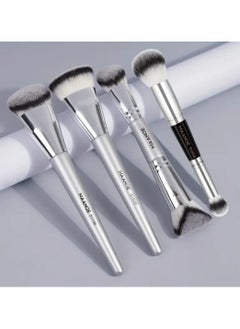 MAANGE 4 Pcs Makeup Brush Set, Foundation, Blending, Nose and Eye Shadow Brushes, Soft Nylon Bristles, Dual-Ended Design, Portable Travel Makeup Brush Set  - Image 1
