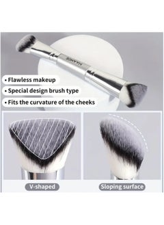 MAANGE 4 Pcs Makeup Brush Set, Foundation, Blending, Nose and Eye Shadow Brushes, Soft Nylon Bristles, Dual-Ended Design, Portable Travel Makeup Brush Set  - Image 2