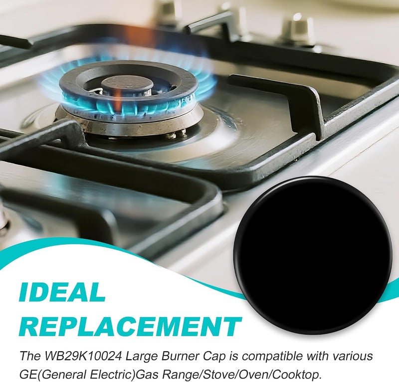 senkap New Upgraded WB29K10024 Range Surface Large Burner Cap Replacement for GE Gas Range/Stove/Oven/Cooktop,Burner Caps for Gas Stove,3.5 Inch Diameter (1PCS) Market demand focused build - Image 2