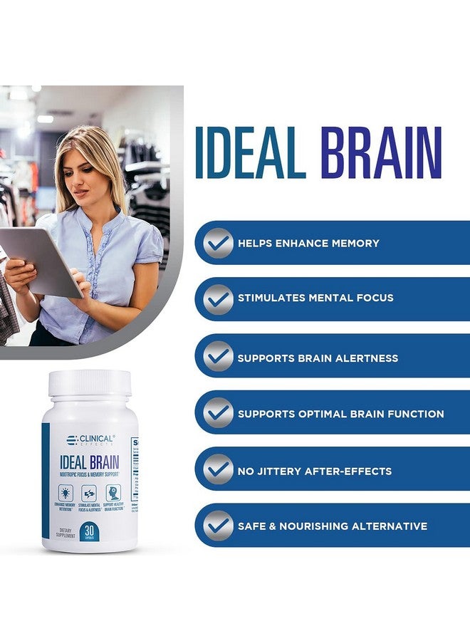 Clinical Effects Ideal Brain - Dietary Supplement for Nootropic Focus and Memory Support - 30 Capsules - B Vitamins, GABA, Alpha-GPC - Helps Support Mental Focus, and Optimal Brain Function - Image 4