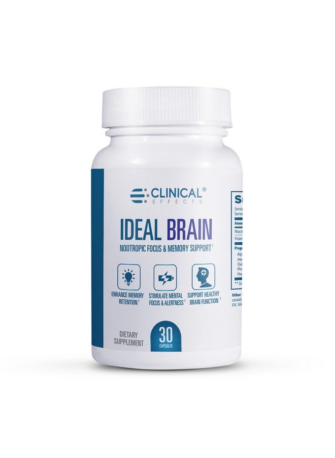 Clinical Effects Ideal Brain - Dietary Supplement for Nootropic Focus and Memory Support - 30 Capsules - B Vitamins, GABA, Alpha-GPC - Helps Support Mental Focus, and Optimal Brain Function - Image 1