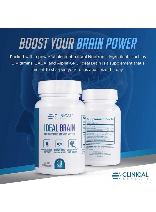 Clinical Effects Ideal Brain - Dietary Supplement for Nootropic Focus and Memory Support - 30 Capsules - B Vitamins, GABA, Alpha-GPC - Helps Support Mental Focus, and Optimal Brain Function - Image 3