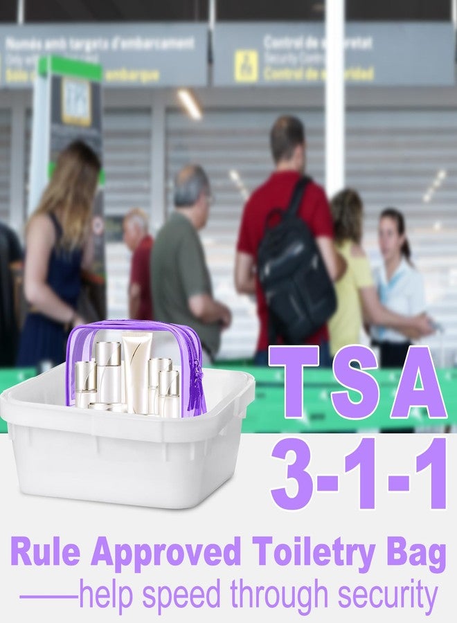 PLULON 2 Pack Clear Travel Toiletry Bag, TSA Approved Toiletry Bag Clear Makeup Bag Quart Size Portable Cosmetic Bags Carry on Travel Accessories Bag for Women Men - Purple - Image 4