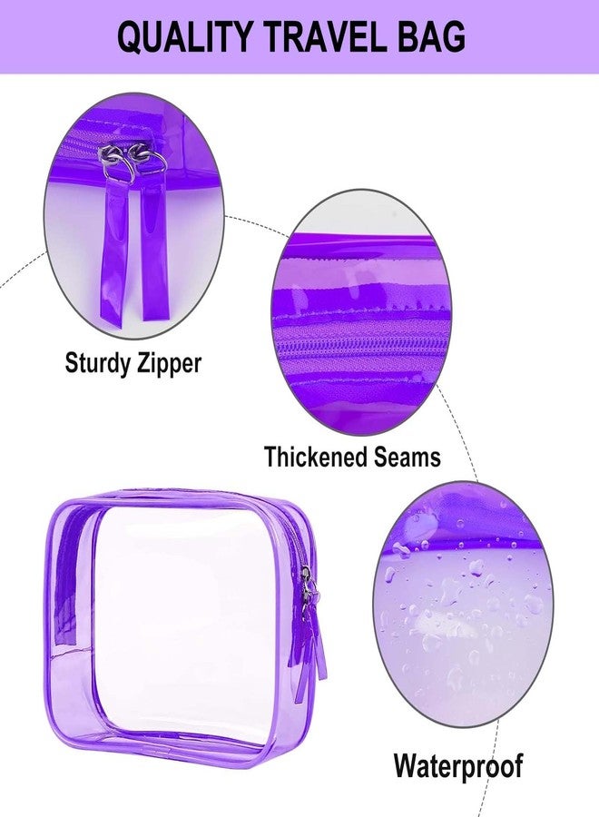 PLULON 2 Pack Clear Travel Toiletry Bag, TSA Approved Toiletry Bag Clear Makeup Bag Quart Size Portable Cosmetic Bags Carry on Travel Accessories Bag for Women Men - Purple - Image 3