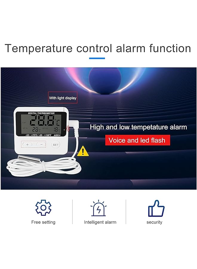 erorex Digital Wireless Fridge And Freezer Thermometer With Alarm Refrigerator Thermometer Digital Kitchen Fridge Lcd Display High And Low Temperature Alarm Extra Sensor 58°F +158° For Home Cafes - Image 3