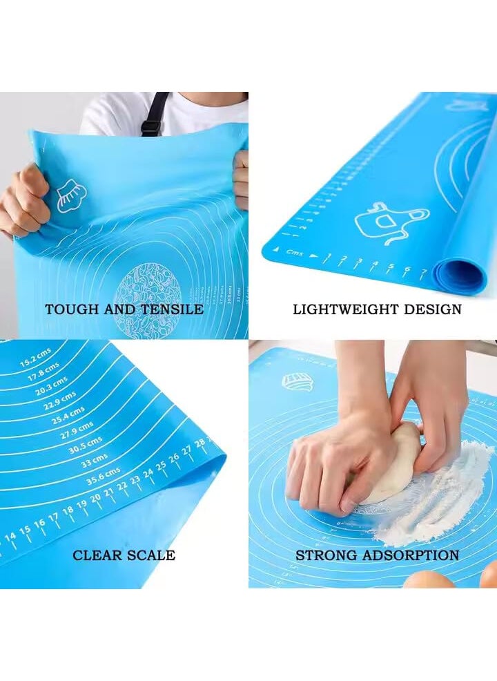 GALLY GALLY Silicone Baking Mat NonStick Atta Kneading Rolling Mat FoodGrade Flexible Roti Mat for Kitchen HeatResistant Durable 50x40cm Blue  - Image 2