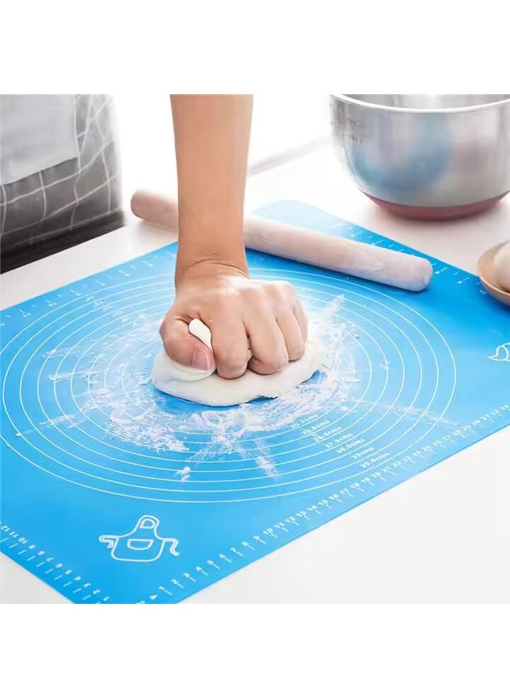 GALLY GALLY Silicone Baking Mat NonStick Atta Kneading Rolling Mat FoodGrade Flexible Roti Mat for Kitchen HeatResistant Durable 50x40cm Blue  - Image 1