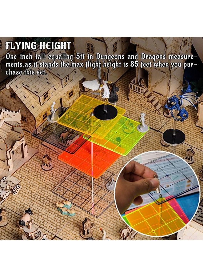 CZYY 3D Combat Risers Set Colored Acrylic Connected By Metal Pillars Flying Miniature Flight Stand With 1 Inch Squaregrid Great Wargame Space For D&D And Other Tabletop Rpg - Image 5