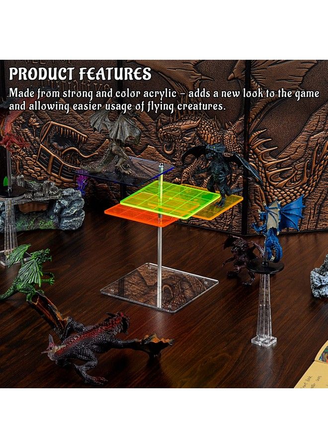CZYY 3D Combat Risers Set Colored Acrylic Connected By Metal Pillars Flying Miniature Flight Stand With 1 Inch Squaregrid Great Wargame Space For D&D And Other Tabletop Rpg - Image 4