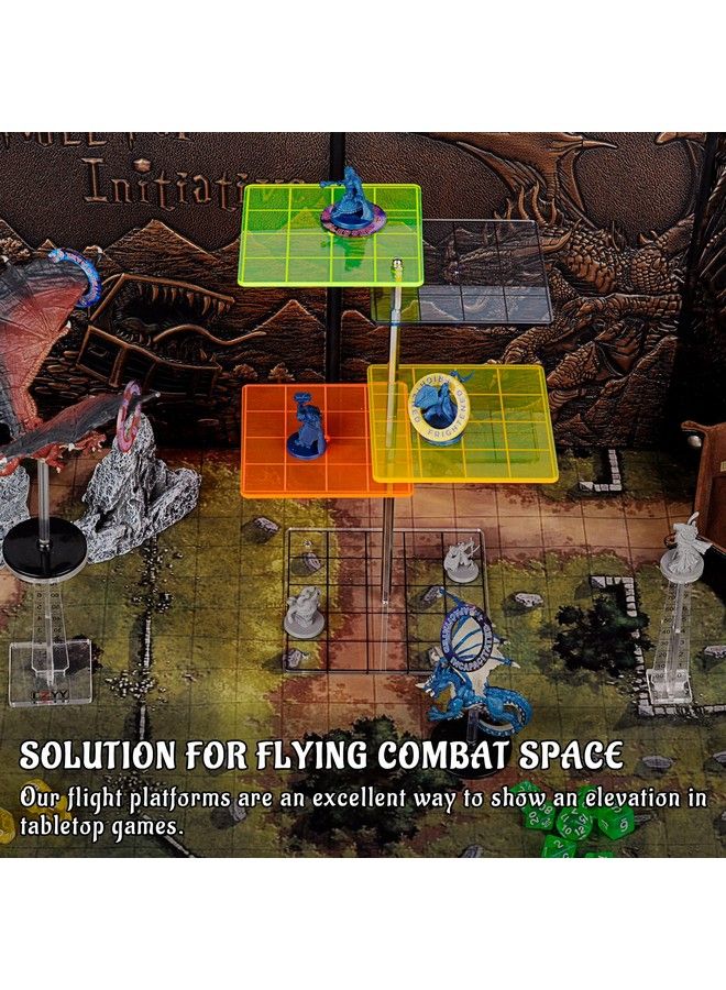 CZYY 3D Combat Risers Set Colored Acrylic Connected By Metal Pillars Flying Miniature Flight Stand With 1 Inch Squaregrid Great Wargame Space For D&D And Other Tabletop Rpg - Image 3