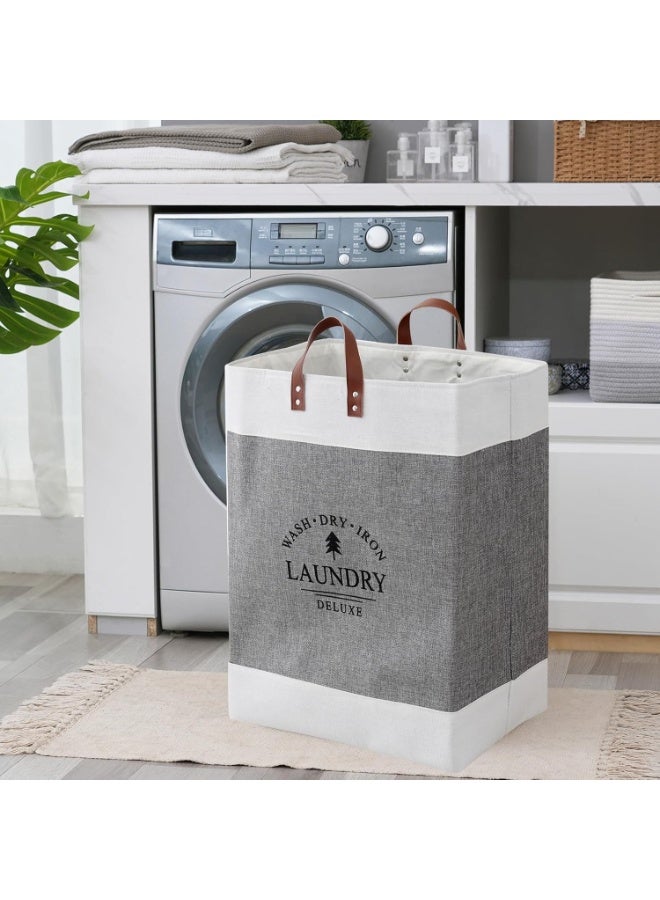 Happy Home 2-Pack 76L Collapsible Laundry Baskets & Hampers – Large Waterproof Clothes Baskets with Handles – Perfect for Bedroom, Bathroom, Dorm, Travel, Toy Storage, Organizing Dirty & Clean Laundry – Space-Saving Foldable Laundry System – White/Grey – 15.8x11.8x21.7 Inch (40.13x29.97x55.12 cm) - Image 5