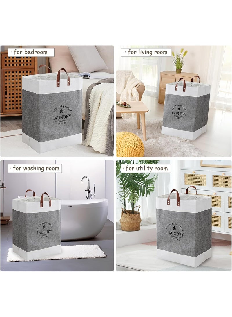 Happy Home 2-Pack 76L Collapsible Laundry Baskets & Hampers – Large Waterproof Clothes Baskets with Handles – Perfect for Bedroom, Bathroom, Dorm, Travel, Toy Storage, Organizing Dirty & Clean Laundry – Space-Saving Foldable Laundry System – White/Grey – 15.8x11.8x21.7 Inch (40.13x29.97x55.12 cm) - Image 4