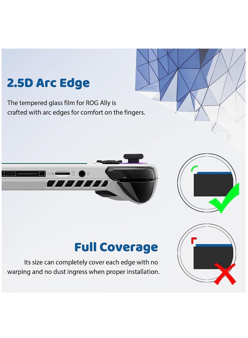 SYOSI [2packs] Full Coverage Screen Protector For Rog Ally, Tempered Glass Screen Protector, Anti-Scratch, Ultra HD,9H Hardness, Anti-Fingerprint, Bubble Free Screen Protector for Rog Ally Handheld Game. - Image 4