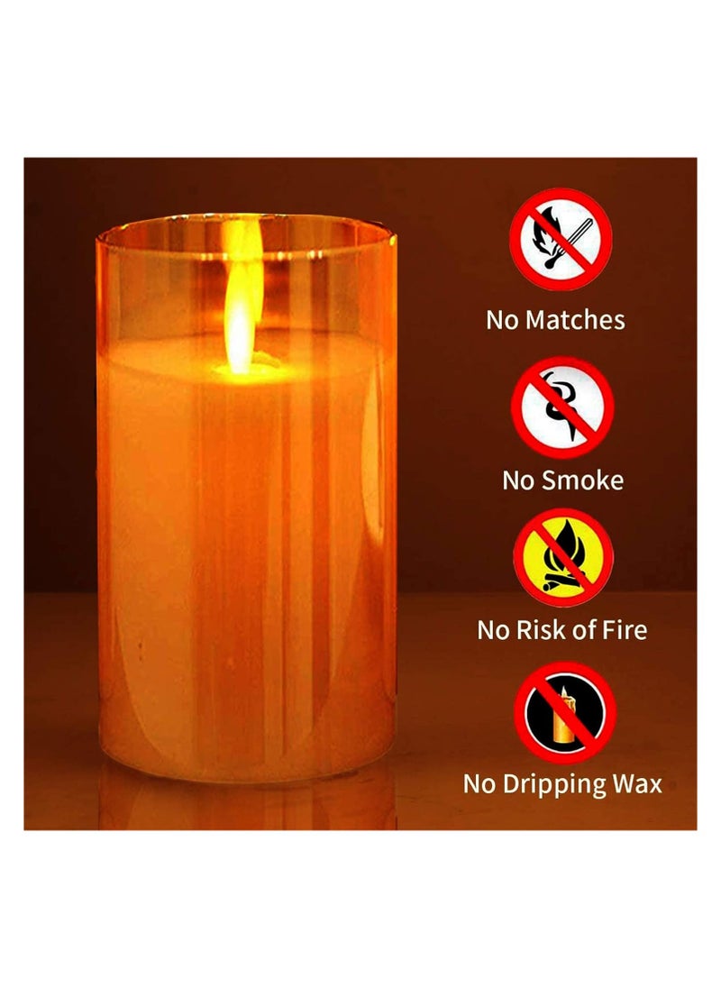 DELGREEN 3-Piece LED Flameless Candle Set Gold Flameless Candles with Remote Control Cycling Timer, 10cm, 12.5cm, 15cm,  - Image 2
