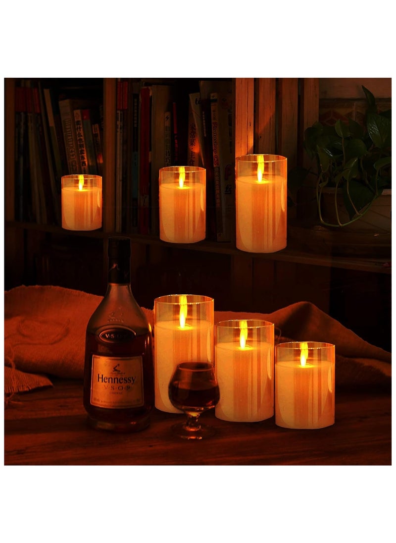 DELGREEN 3-Piece LED Flameless Candle Set Gold Flameless Candles with Remote Control Cycling Timer, 10cm, 12.5cm, 15cm,  - Image 5