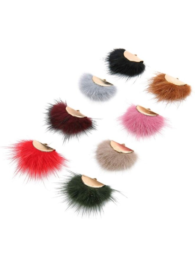 klarako 5pcs Pompom Earring Charms Faux Fur Fan Shape Earring Pendant Colorful DIY Fluffy Dangle Earring Charms for DIY Earring Jewelry Making Supplies (Coffee)  - Image 3