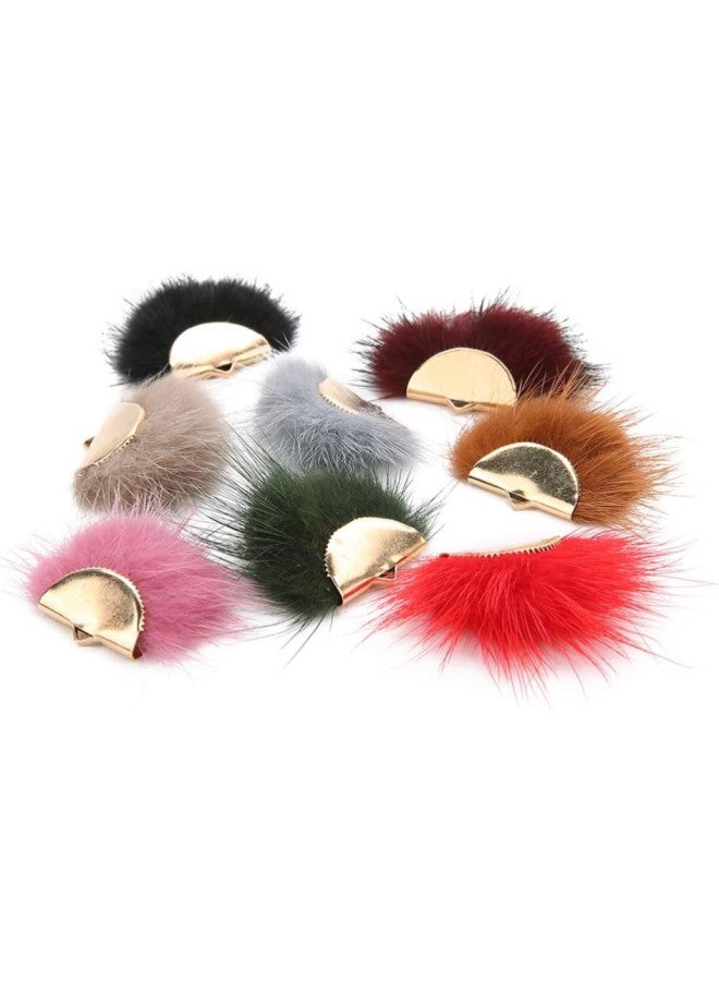 klarako 5pcs Pompom Earring Charms Faux Fur Fan Shape Earring Pendant Colorful DIY Fluffy Dangle Earring Charms for DIY Earring Jewelry Making Supplies (Coffee)  - Image 2