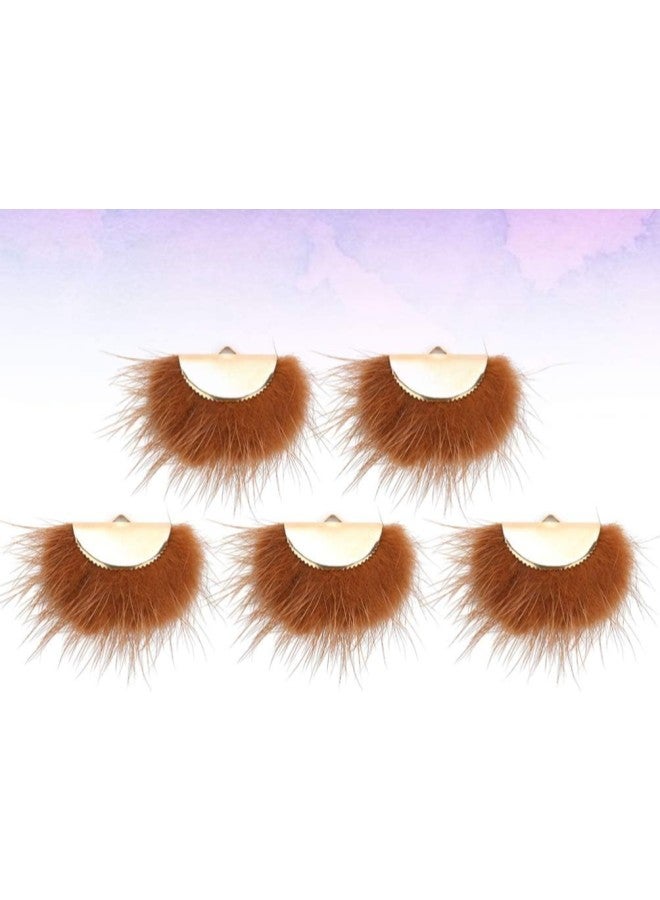 klarako 5pcs Pompom Earring Charms Faux Fur Fan Shape Earring Pendant Colorful DIY Fluffy Dangle Earring Charms for DIY Earring Jewelry Making Supplies (Coffee)  - Image 1