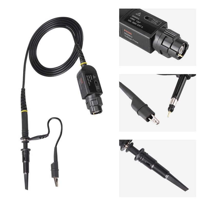 كلاراكو مسبار سلبي لمنظار الذبذبات، قطعة واحدة من مسبار منظار الذبذبات عالي الدقة BNC 500 ميجا هرتز، مشبك نطاق 10 × كابل اختبار قابل للتبديل باللون الأسود - Image 2