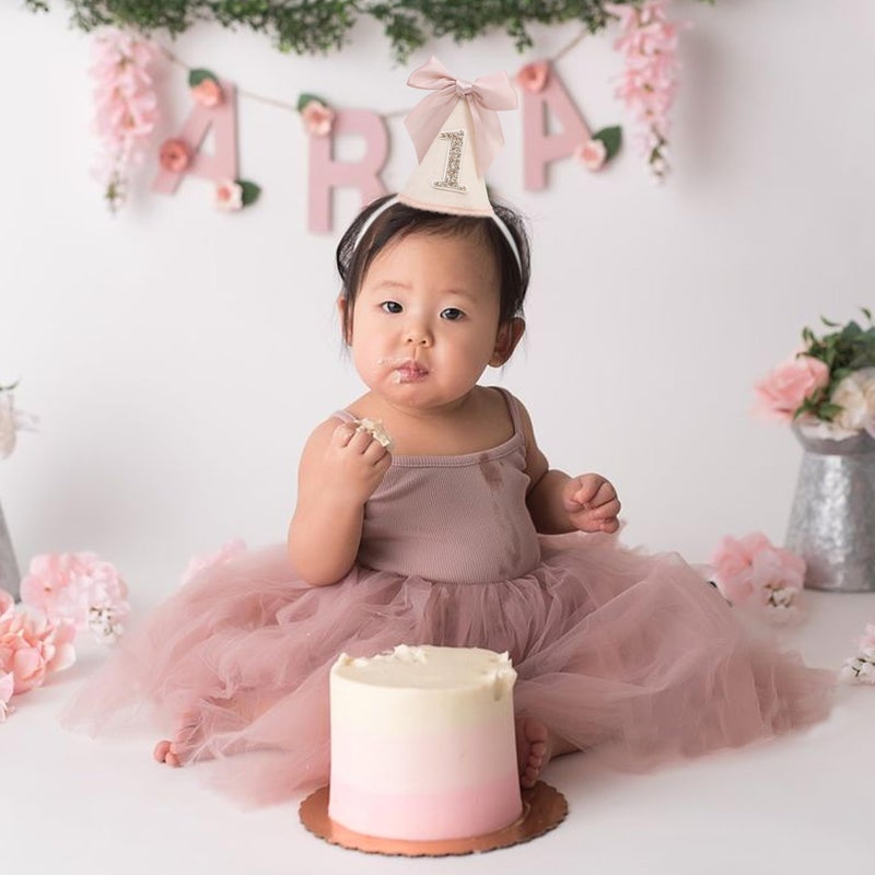 LINGANA Bow 1st Birthday Hat - Little Princess First Birthday Decorations, One Birthday Crown Outfit, Sweet Cake Smash Party Photo Props, My First Party Hat with Pink Bow - Image 4