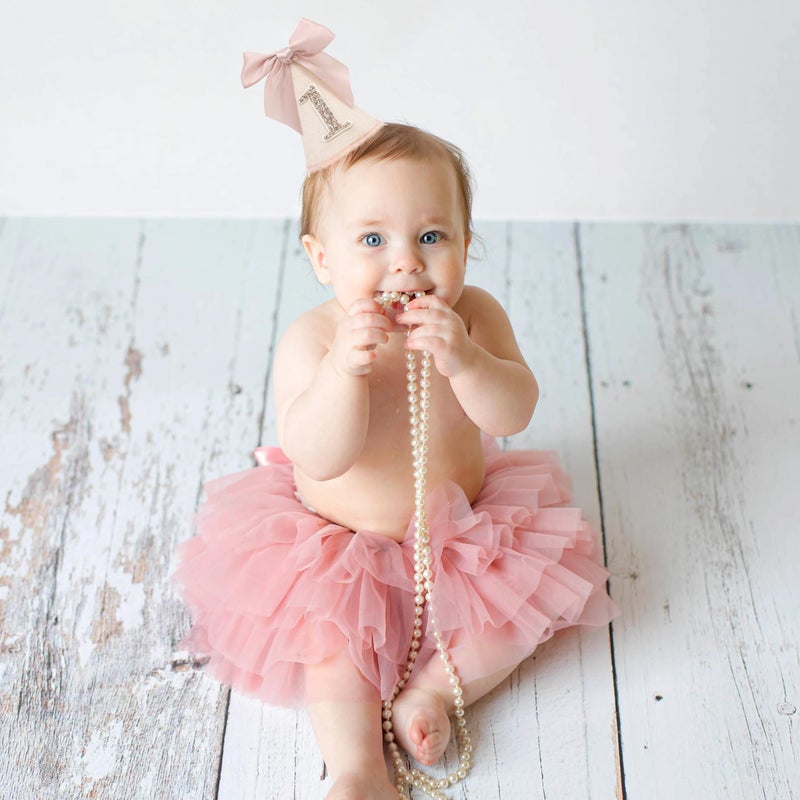 LINGANA Bow 1st Birthday Hat - Little Princess First Birthday Decorations, One Birthday Crown Outfit, Sweet Cake Smash Party Photo Props, My First Party Hat with Pink Bow - Image 3