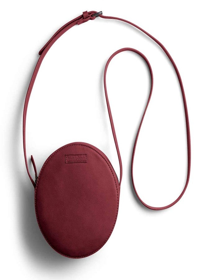 DailyObjects Orbis Round Sling Crossbody Bag For Women| Stylish Solid Burgundy Faux Leather Purse With Slip Pocket & 2 Compartments Inside| Zip Closure & Adjustable Strap| Storage Space For Essentials - Image 5