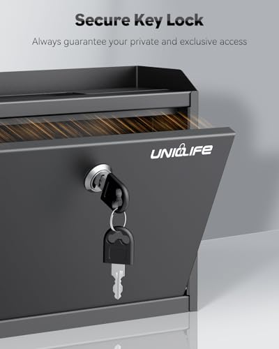 Uniclife Wall Mounted Mailbox with Key Lock Newspaper Holder Suggestion Box with Top Slots Key Drop Box Safe Lock Box Metal Donation Box Ballot Box for Office Business Activity - Image 3