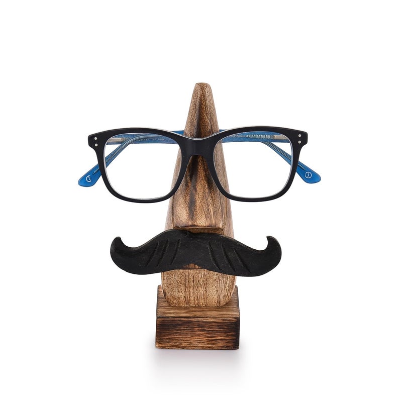 Nirvana Class NIRMAN Wooden Eyeglass Spectacle Holder Handmade Nose Shaped Stand for Office Desk Home Decor Gifts