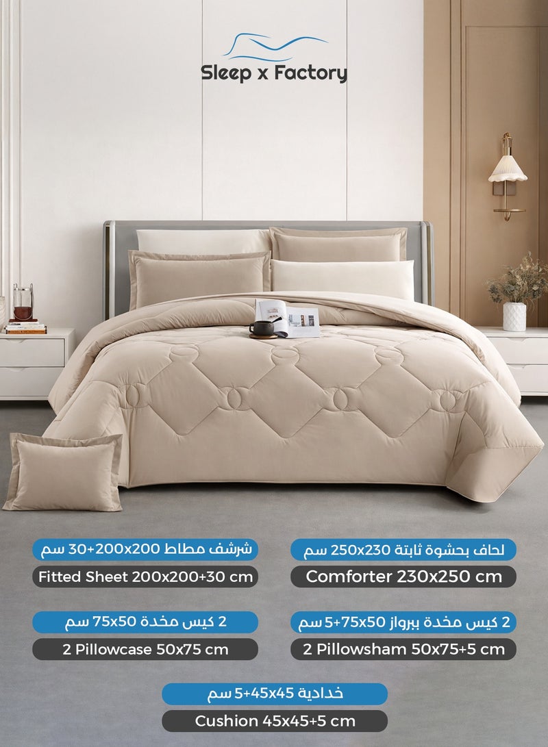 سليب × فاكتوري طقم مفرش سرير 7 قطع مايكروفايبر فاخر – يناسب سرير كينج مقاس 200×200 سم - Image 2