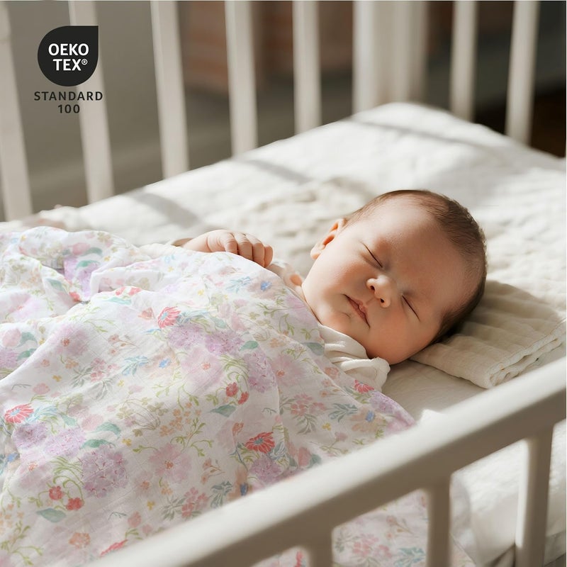 Muslin Swaddle Blankets 2-Pack - Floral Dream Design - Image 2