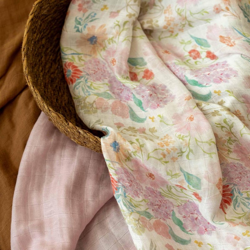 Muslin Swaddle Blankets 2-Pack - Floral Dream Design - Image 3