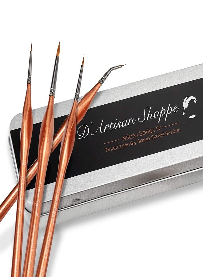 D'Artisan Shoppe فرشاة صغيرة من شعر كولينسكي. فرشاة دقيقة احترافية للرسم المصغر للمائية والأكريليك وزيت الطلاء. مجموعة 4 قطع للرسم بالأرقام للبالغين. - Image 1