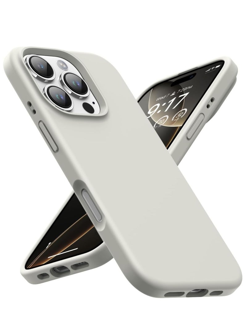 ELTRAZONE iPhone 16 Pro Max Soft Liquid Silicone Gel Case - Full Body Shockproof Protection with Matte Finish & Microfiber Lining (Stone) - Image 1