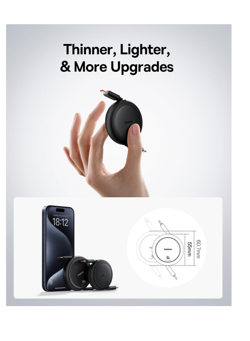 SYOSI USB C Cable, Ultra Mini 60W Retractable USB C to USB C PD 3A Fast Charging Cable, 4-Stage Length Preset USB Type C Charger Cable for iPhone 15/Pro/Plus/Max, MacBook, iPad Pro, Galaxy S24/S23 - Image 4