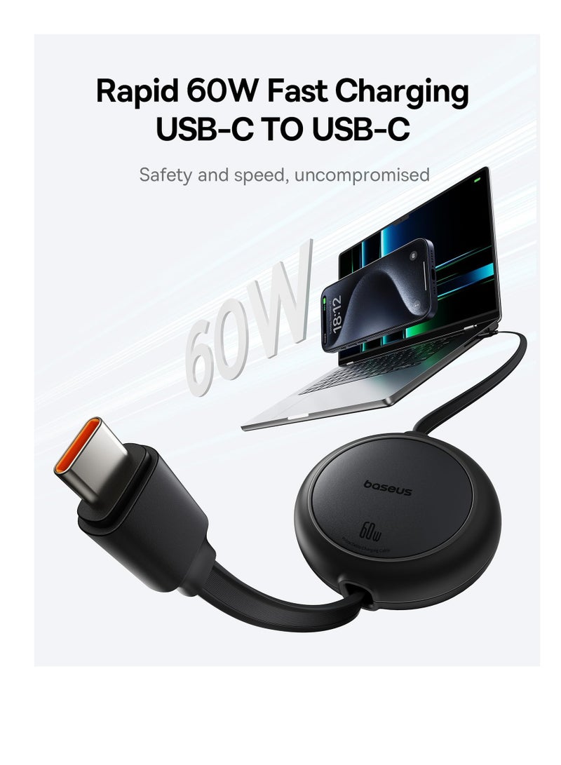 SYOSI USB C Cable, Ultra Mini 60W Retractable USB C to USB C PD 3A Fast Charging Cable, 4-Stage Length Preset USB Type C Charger Cable for iPhone 15/Pro/Plus/Max, MacBook, iPad Pro, Galaxy S24/S23 - Image 2