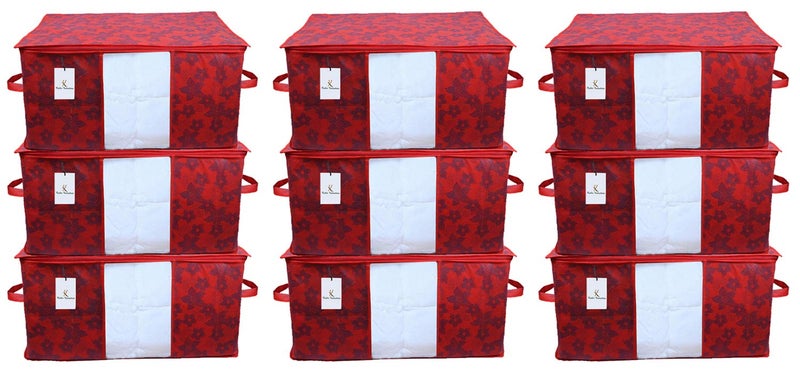 Kuber Industries Underbed Storage Bag Storage Organiser Blanket Cover Set of 9 MaroonCTKUBM31Standard - Image 1