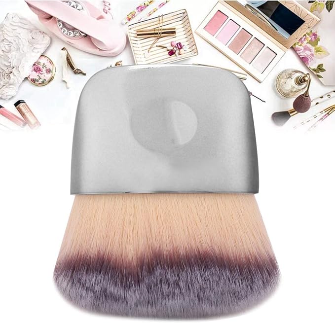 ANGGREK Mini Makeup Brush Soft Hair Bulk Powder Blush Brush Foundation Brush Beauty Tool for Mixing Liquid Cream or Powder Cosmetics Silver - Image 2