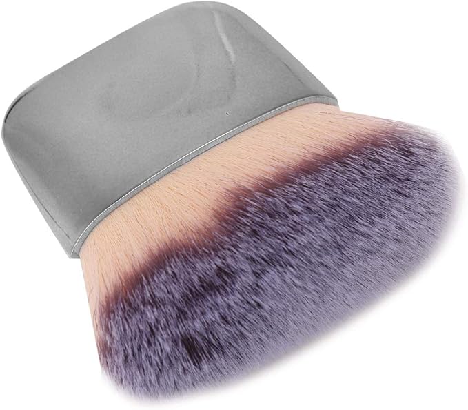 ANGGREK Mini Makeup Brush Soft Hair Bulk Powder Blush Brush Foundation Brush Beauty Tool for Mixing Liquid Cream or Powder Cosmetics Silver - Image 1