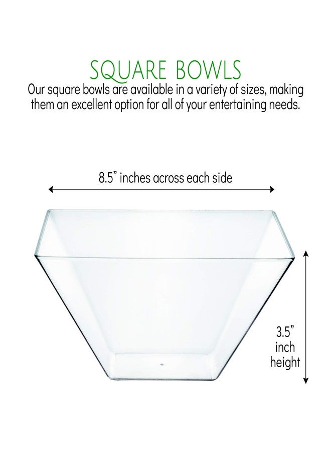 PLASTICPRO Disposable Square Plastic Medium Clear Serving Bowls Extra Heavy Duty for Party's Snack or Salad Bowl, Elegant Pack of 4 - Image 2