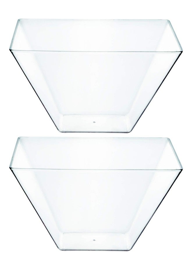 PLASTICPRO Disposable Square Plastic Medium Clear Serving Bowls Extra Heavy Duty for Party's Snack or Salad Bowl, Elegant Pack of 4 - Image 1
