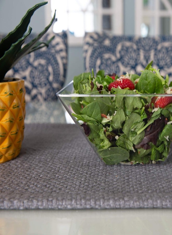 PLASTICPRO Disposable Square Plastic Medium Clear Serving Bowls Extra Heavy Duty for Party's Snack or Salad Bowl, Elegant Pack of 4 - Image 5