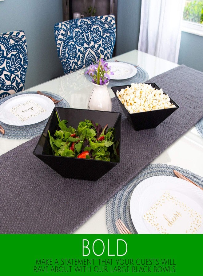 PLASTICPRO Disposable Square Plastic Medium Clear Serving Bowls Extra Heavy Duty for Party's Snack or Salad Bowl, Elegant Pack of 4 - Image 4