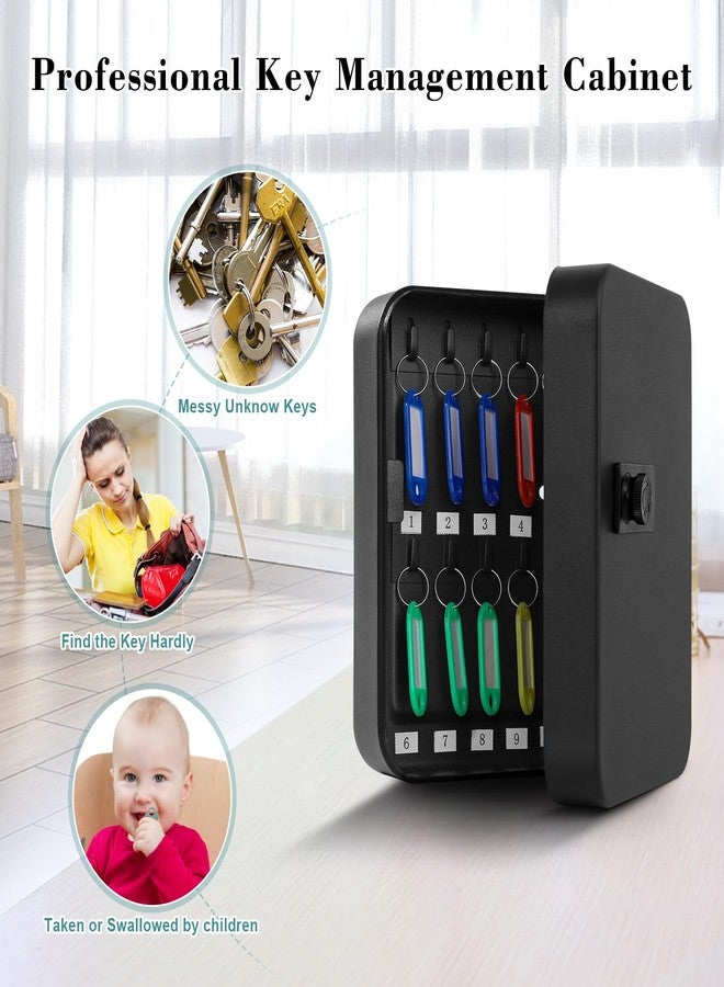 KYODOLED 20 Key Storage Lock Box with Code, Key Cabinet Organizer Wall Mount with Combination Lock, Hooks & Labels for Home, Office & Rental Properties, 7.87 x 6.3 x 3.14 in, Black - Image 4