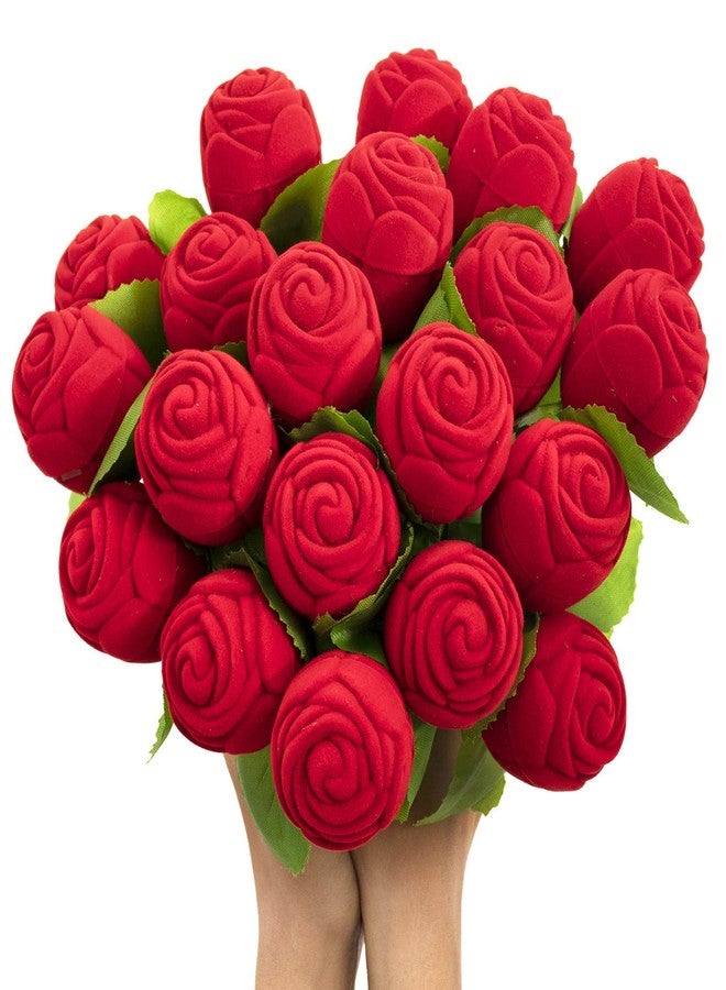 Suvasane Jewellery Red Velvet Rose Ring Vanity Box (Without Ring) For Valentine's Day Gift Propose, Rose Day, Marriage Ceremony, Engagement | (Red) - Pack of 20 - Image 1