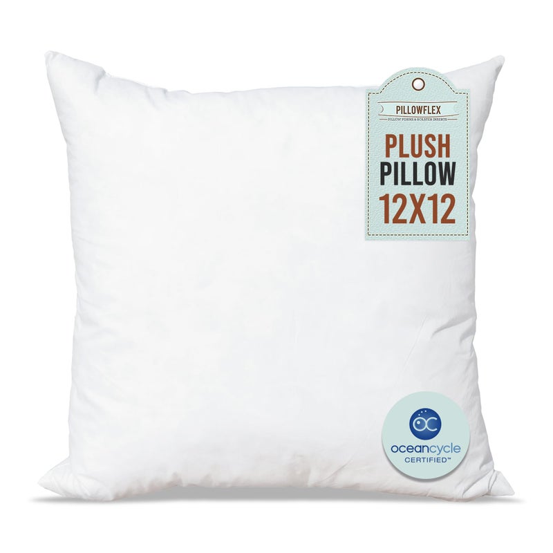 بيلو فلكس وسادة وسادة Pillowflex Plush - دورة المحيط حياة جديدة ملء الألياف الاصطناعية - 12x12 آلة قابلة للغسل وسادة رمي رمي ناع  - Image 1