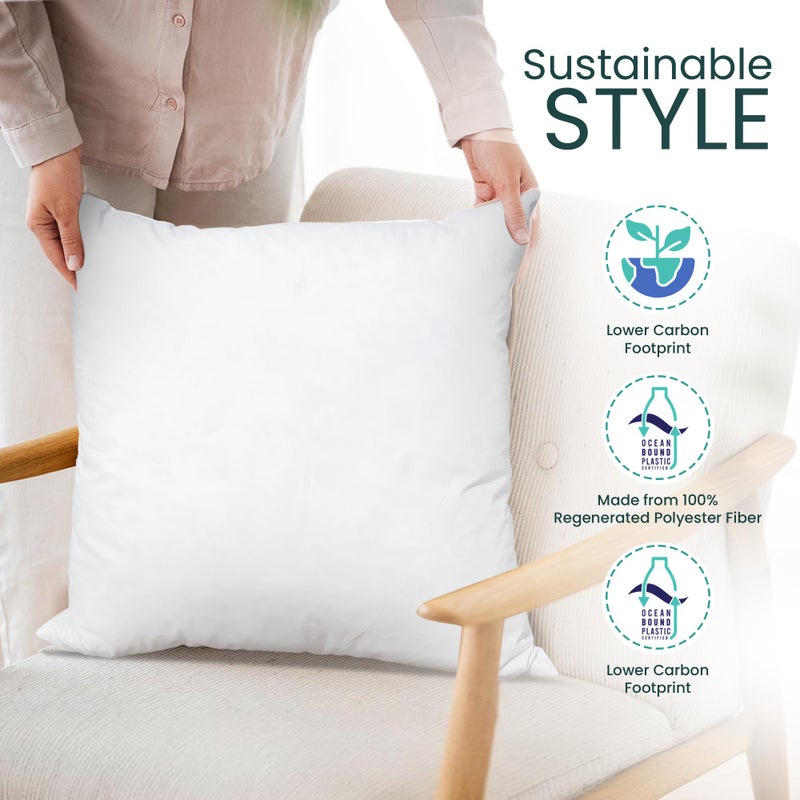 بيلو فلكس وسادة وسادة Pillowflex Plush - دورة المحيط حياة جديدة ملء الألياف الاصطناعية - 12x12 آلة قابلة للغسل وسادة رمي رمي ناع  - Image 5