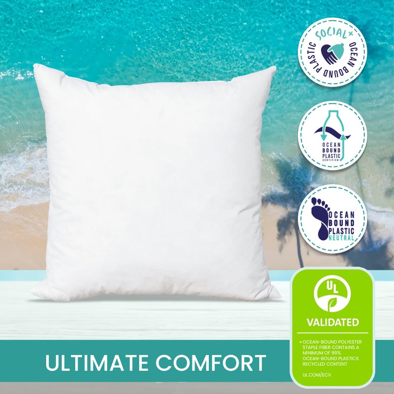 بيلو فلكس وسادة وسادة Pillowflex Plush - دورة المحيط حياة جديدة ملء الألياف الاصطناعية - 12x12 آلة قابلة للغسل وسادة رمي رمي ناع  - Image 4