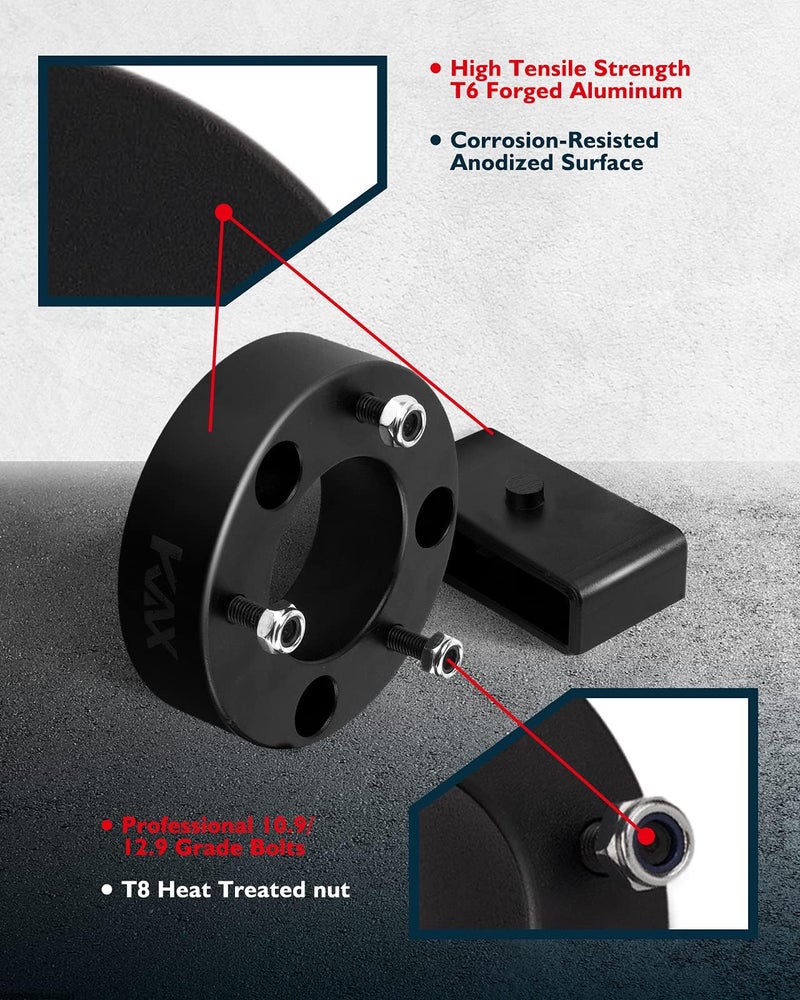 KAX Leveling Lift Kit Fit for Tundra, 3" Front and 2" Rear Leveling Kit Fit for Toyota Tundra 2007-2021 2WD 4WD, Suspensions Front Struts Spacer - Image 4